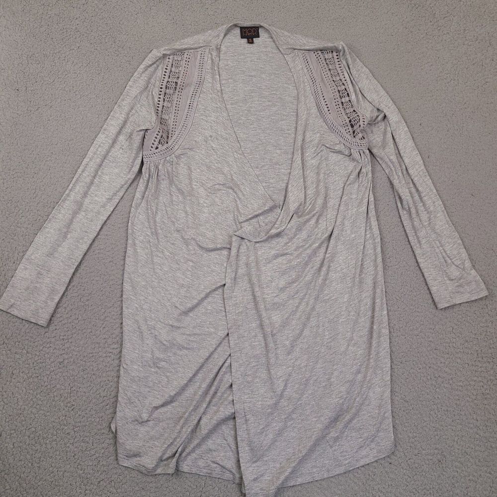 Mod Lusive Cardigan Womens Medium‎ Gray Open Front Casual Rayon Spandex Blend